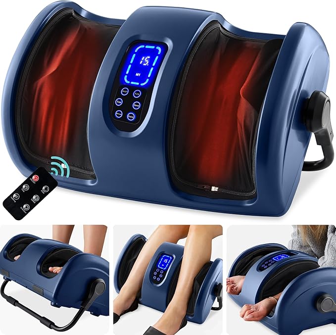 Best Choice Products Heated Shiatsu Foot Massager for Pain Relief, Plantar Fasciitis, Neuropathy, Blood Circulation w/Compact Design - Navy Blue - Bloomnest