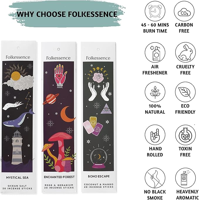 Folkulture Incense Sticks (120 Sticks) | Set of 6 Premium Incense Sticks For Relaxation, Aromatherapy| No Charcoal, Organic, Non Toxic, 45 Mins, Long Burning Coconut, Mango,Aqua, Orange Insence-Sticks FOLKULTURE