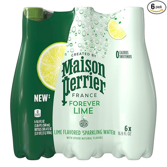 Maison Perrier Forever Lime Flavored Sparkling Water, 16.9 Fl Oz Plastic Water Bottles, 6 Count 101.406 fl oz - Bloomnest