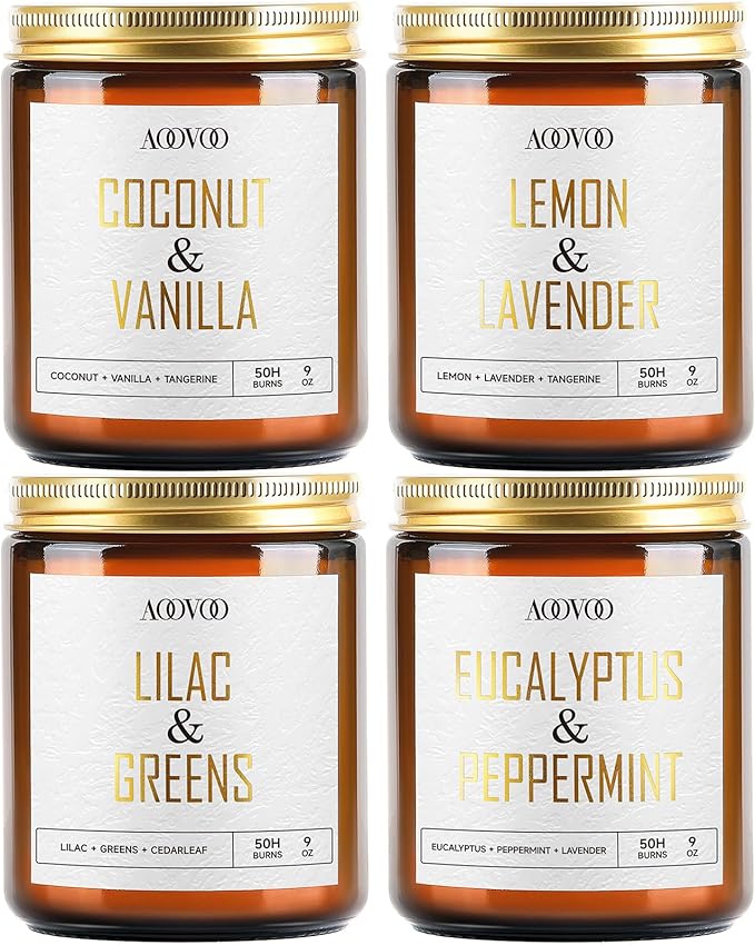 AOOVOO Eucalyptus/Vanilla/Lilac/Lavender Candles - 36 oz Scented Candles, Aromatherapy Candle, Soy Candle for Home Scented - Bloomnest