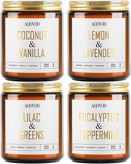 AOOVOO Eucalyptus/Vanilla/Lilac/Lavender Candles - 36 oz Scented Candles, Aromatherapy Candle, Soy Candle for Home Scented - Bloomnest