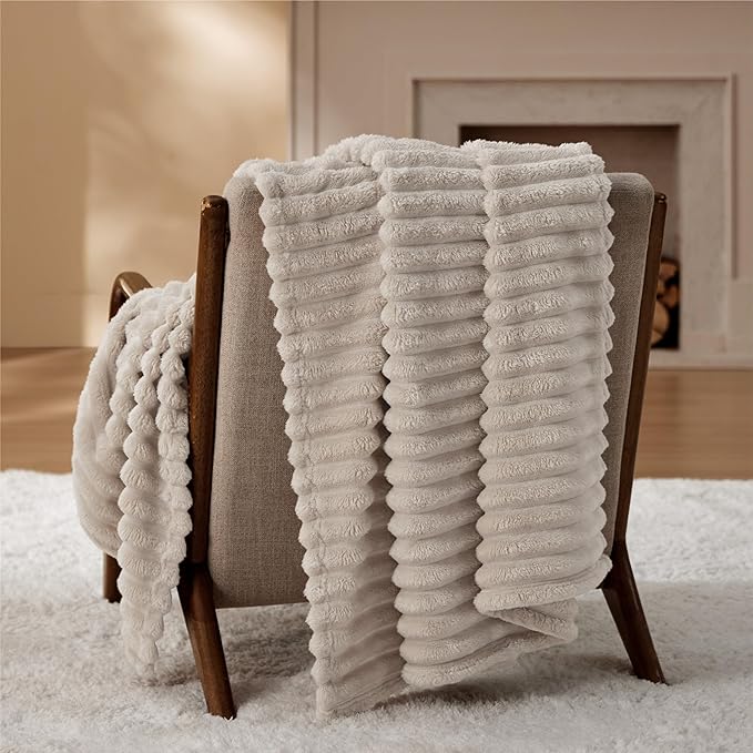 Bedsure GentleSoft Throw Blanket for Couch - Cozy Soft Blankets for Women, Cute Small Fleece Throws for Girls, Linen, 300GSM, 50x60 Inches - Bloomnest