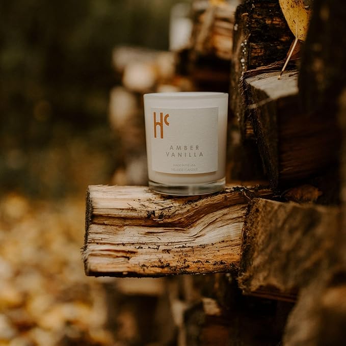 Long-Lasting Amber Vanilla Fragrance - Single Wick Scented Candles - Up to 60 Hour Burn Time, Cruelty-Free Soy Candle Wax Blend - Warm Golden Amber & Vanilla Fragrance (9 oz) - Bloomnest