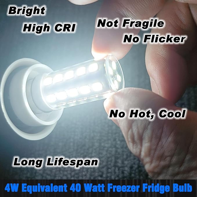4W 297048600 Refrigerator Light Bulb Replace 40 Watt Freezer Fridge Bulb T8 E17 Lamp Light for Kenmore Whirlpool KitchenAid Electrolux 241552802 1056577 AP3770086 AH976993 EA976993 EA1149215, 2 Pack - Bloomnest