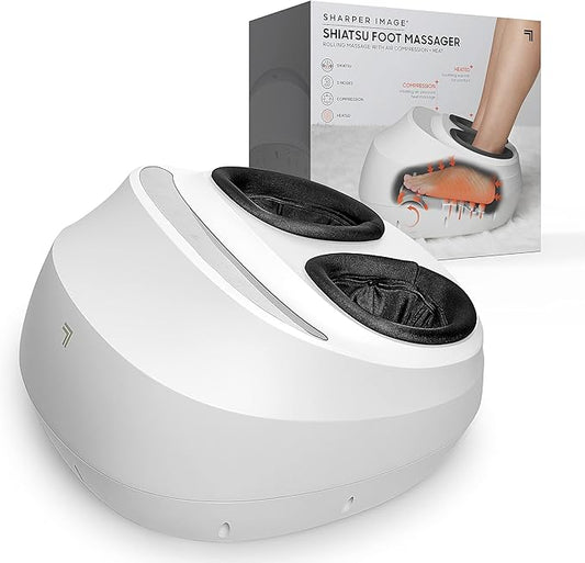 Sharper Image Shiatsu Foot Massager with Heat & Air Compression – Deep Kneading Rollers & Washable Cover| Relief for Heels, Balls, Arch| Electric Feet Massager| Masajeador| Massage Tool| Mens Size 12 - Bloomnest