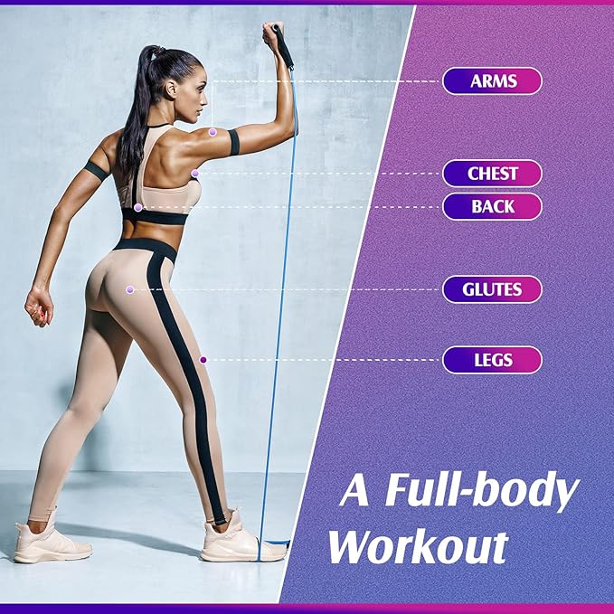 Shappy 10 Pcs Resistance Bands with Handles Exercise Stretch Bands for Exercise Woman Man Training Physical Therapy Workouts Fitness - Bloomnest