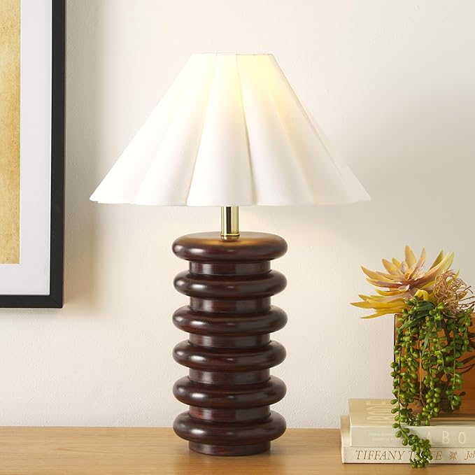 SAFAVIEH Lighting Collection Renata 23-inch Walnut Wood Table Lamp (LED Bulb Included) - Bloomnest
