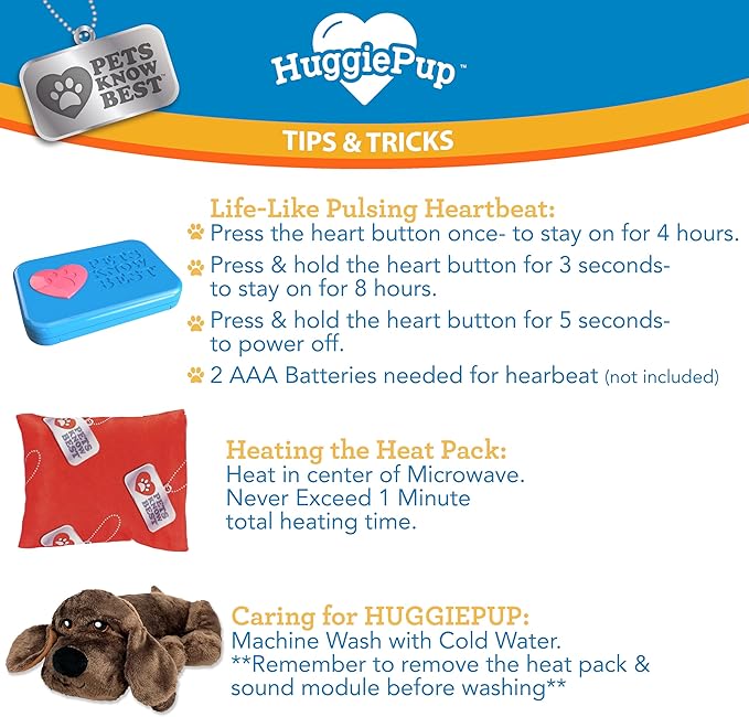 HuggiePup by Pets | Comfort Companion with Heartbeat Sleep Aide for Dogs & Puppies, Heating for Calming Relief Day or Night, Crate & Behavioral Training Essential Breeds | Chocolate - Bloomnest