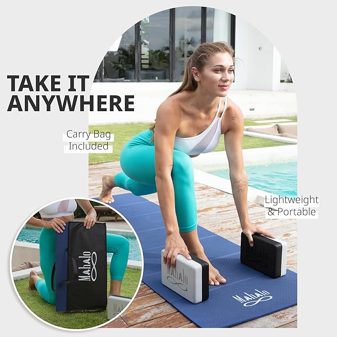 Foldable Yoga Mat + Carry Bag, 6mm 7-fold Workout Mat, Easy to Store, Anti-Slip Folding Exercise Mat for Yoga, Pilates, Home Workouts, and Floor Exercises - Bloomnest