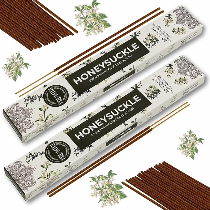 Honeysuckle Incense Sticks - Total 120 Insence-Sticks - 6 Packs of 20 Insense - Inciensos - Inscents - Natural Non Toxic Ingredients - Incents - Incence - Inscense - Insents TRUMIRI