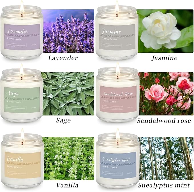 6 Pack Candles for Home Scented Aromatherapy Candles Gifts Set for Women, Lavender Candle, 37.8 oz 300 Hour Long Lasting Candles, Stocking Stuffers, Birthday, Valentine, Christmas, Anniversary Present - Bloomnest