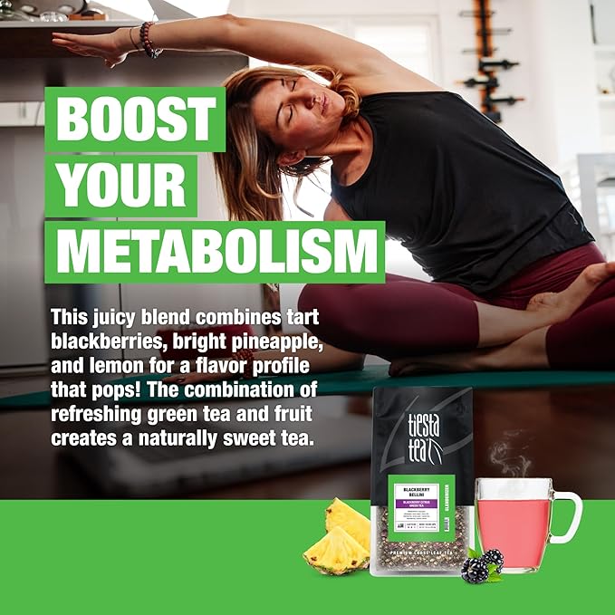 Tiesta Tea - Blackberry Bellini, Premium Loose Leaf Blend, Blackberry Citrus Green Tea, Medium Caffeinated, Refreshing Flavor, Hot or Iced, Up to 200 Cups, 16oz Resealable Bulk Pouch - Bloomnest