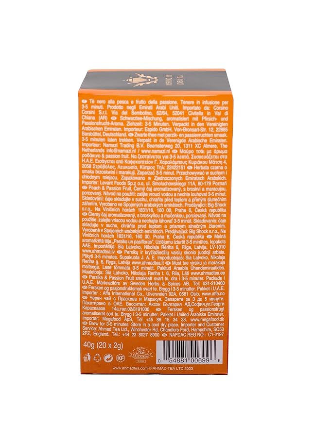 Ahmad Tea of London Peach & Passion Fruit Tea Bags 20s Box - Bloomnest