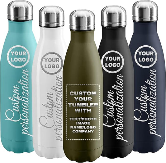 200 Pack USA Custom Water Bottle, 17oz Personalized Sport Water Tumbler, Stainless Steel Material, Leak-Proof, insulation, Customizabne Name, Suitable for Travel Holiday Gift for Women - Bloomnest