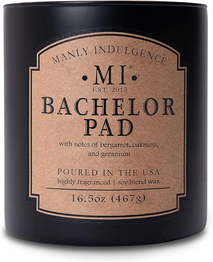 Manly Indulgence Bachelor Pad Scented Candles for Men, 2 Wick, 16.5 oz Premium Soy Blend Wax, 60H Burn, Candles for Home Scented - Made in The USA - Bloomnest