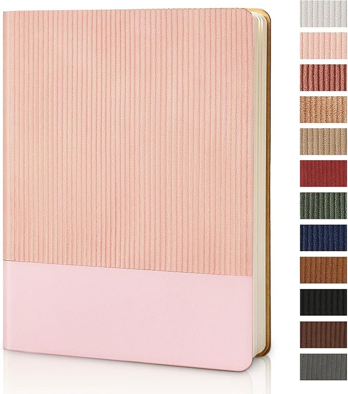 Lined Journal Notebook for Work College Ruled Note Book 7.2"x9.6"B5 PU Leather Daily Journaling 160 Pages for Women Men Writing Home School Supplies Business (Pink) - Bloomnest