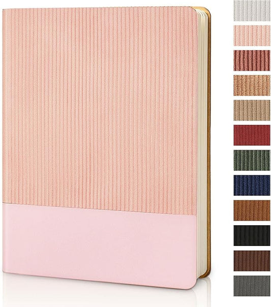 Lined Journal Notebook for Work College Ruled Note Book 7.2"x9.6"B5 PU Leather Daily Journaling 160 Pages for Women Men Writing Home School Supplies Business (Pink) - Bloomnest