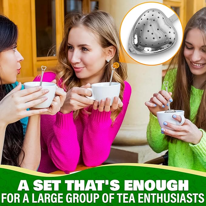 10 Pcs Heart Tea Infuser for Loose Leaf Tea Steeper – Rust-Resistant Stainless Steel Strainers with Secure Clasp, Easy Brewing Design, Keeps Loose Leaves Contained | Suitable for Parties & Gifting - Bloomnest