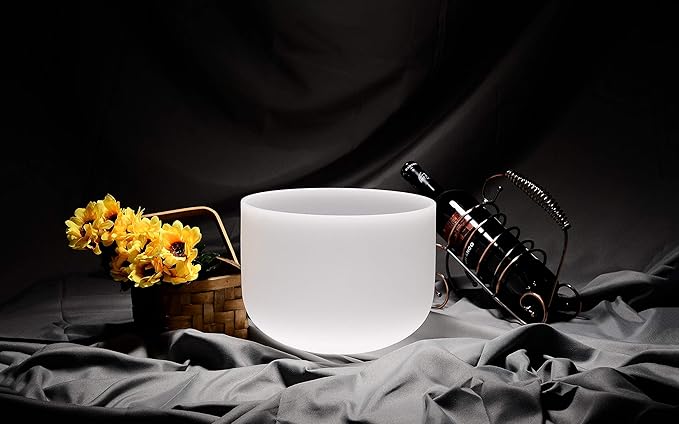 TOPFUND E Note Crystal Singing Bowl 8" Solar Plexus Chakra with Heavy Duty Carrying Case and Suede Mallet