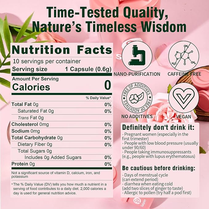 SAIPIN Ginseng Rose Tea – Instant Herbal Kidney Tea for Energy & Beauty | 10 Pack Organic Adaptogen Rose Ginseng for Women & Men | Caffeine-Free, Sugar-Free | Detox. - Bloomnest