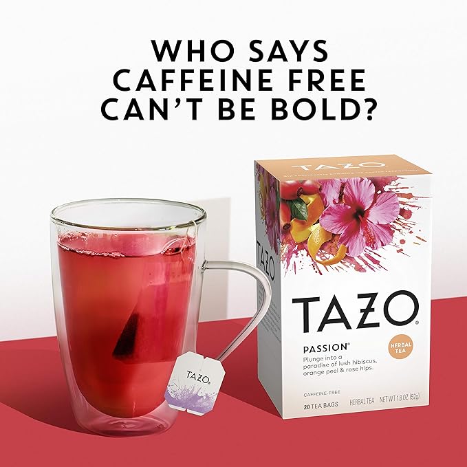 TAZO Passion Herbal Tea Bags,Hot or Iced,Caffeine Free,20 Tea Bags,(Pack of 2) - Bloomnest