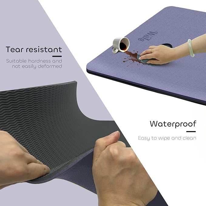 Non-slip TPE Yoga Mat for Women & Men,72"x24" Double-Sided Workout Mat for Home Gym Pilates Fitness,1/4 Inch Packable Lightweight Exercise Mat with Strap for Travel,Non Toxic Exercise Floor Mat - Bloomnest