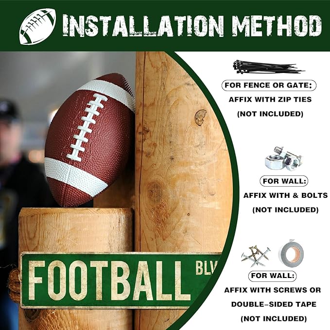 Football Gifts for Boys 8-12 Accessories Football Stuff Wall Decor for Boys Room Football Room Gear Teen Boys Birthday Christmas Vintage Wall Sign - Bloomnest