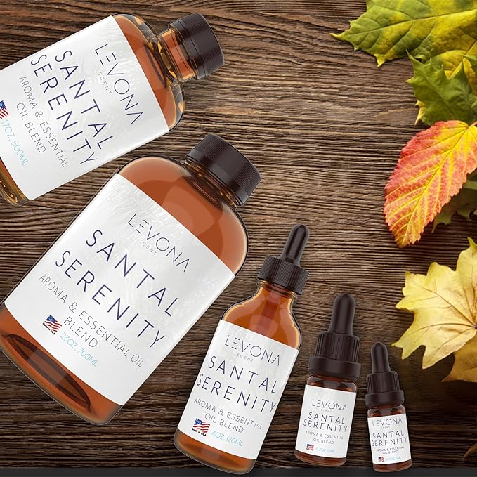 Levona Scent Essential Oils - Scents for Home, Hotel & Office Use - Perfect for Home Diffuser & Humidifiers - Aroma Fragrance Oil, Ideal for Massage, Relaxation, and Spa - Santal Serenity, 700ml - Bloomnest