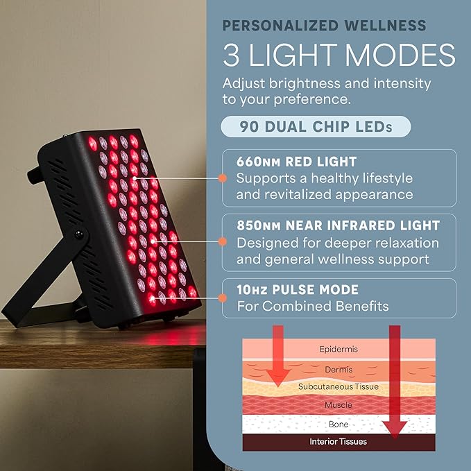 LifePro Red Light Therapy for Body Panel - 90 & 120 Dual Chip LEDs - 660nm & 850nm Near Infrared Full Body Red light Therapy Panel - For Daily Wellness & Comfort -Includes Hanging Kit and Eyewear Lifepro
