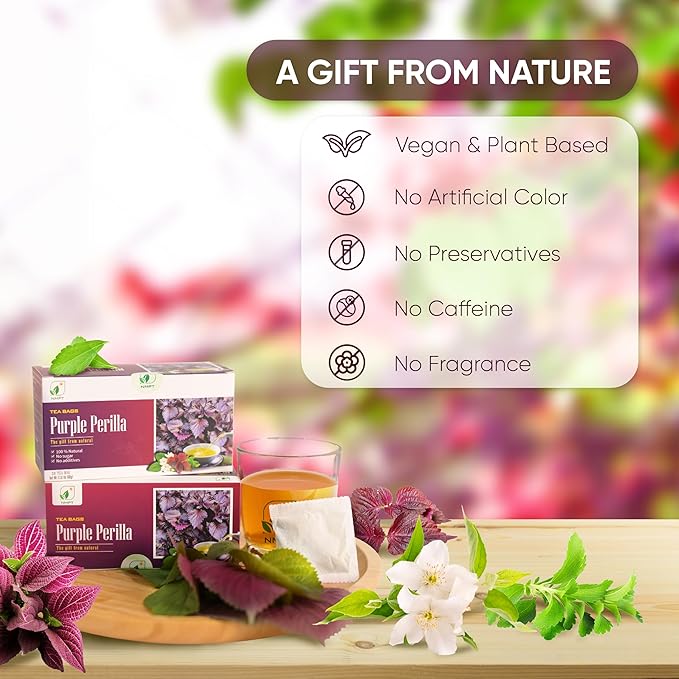 NMPT Dried Perilla Tea, Jasmine, Stevia, Hand Pick, Mixed Bags, Organic Herbal Tea, 30 Count, Gluten Free, Dairy Free, Sugar Free & 100% Natural, Energy Boost & Health Support - Bloomnest
