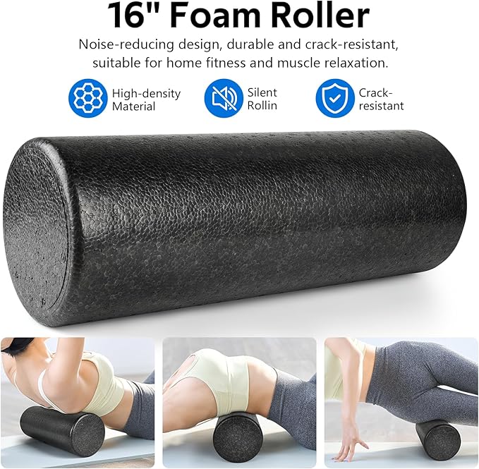 7 in1 Foam Roller Set for Deep Tissue Muscle Massager - High Density Back Roller, Muscle Roller Stick, Resistance Bands, Foot Massage Ball, Stretching Strap for Exercise, Whole Body Physical Therapy - Bloomnest