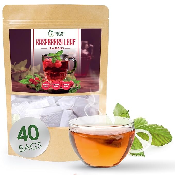 Nhat Anh Farm - Premium Red Raspberry Tea Bags - 40 Dried Red Raspberry Leaf Tea Bags, 100% Natural & Pure Raspberry Leaf, Sugar/Caffeine/Gluten Free. Good For Female Health. - Bloomnest