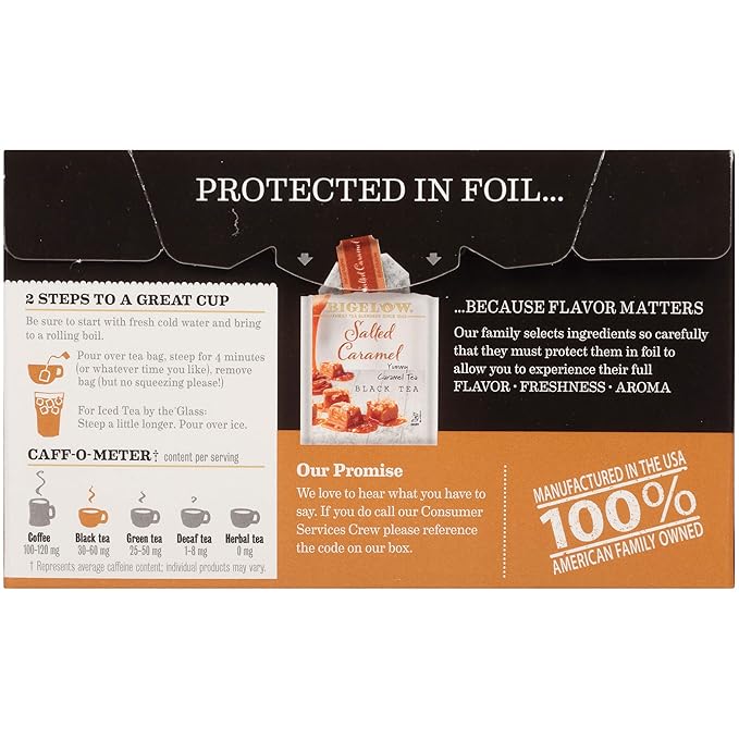 Bigelow Tea Salted Caramel Black Tea, Caffeinated Tea with Caramel and Salt, Holiday and Christmas Tea, 18 Count Box (Pack of 6), 108 Total Tea Bags - Bloomnest