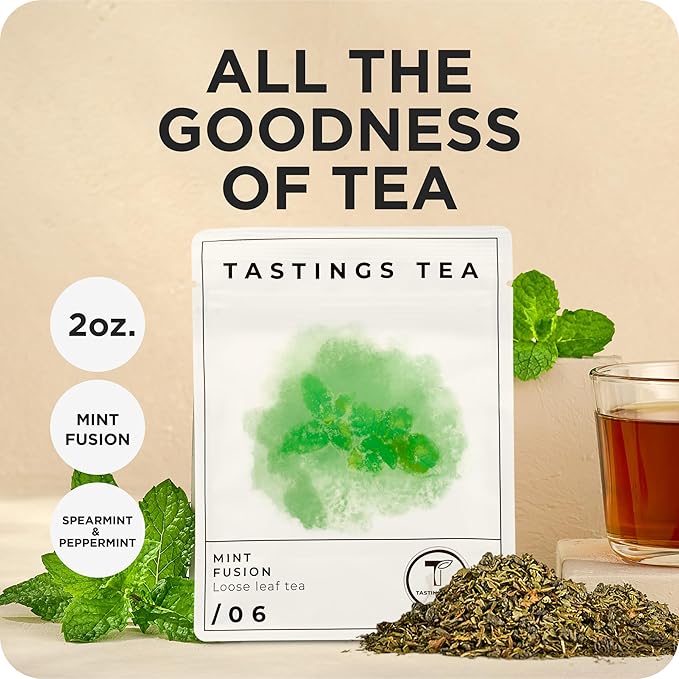 Tastings Tea Mint Fusion - 3.5oz Loose Leaf | Energising Boost | Small-Batch Freshness - Bloomnest