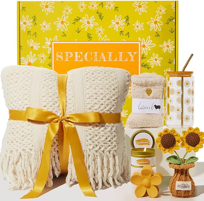 Birthday Gifts for Women, Christmas Self Care Get Well Gifts Baskets for Women, Sending Sunshine Sunflower Care Package, Thinking of You Thank You Inspirational Gift for Friend, Mom, Sister, Wife - Bloomnest