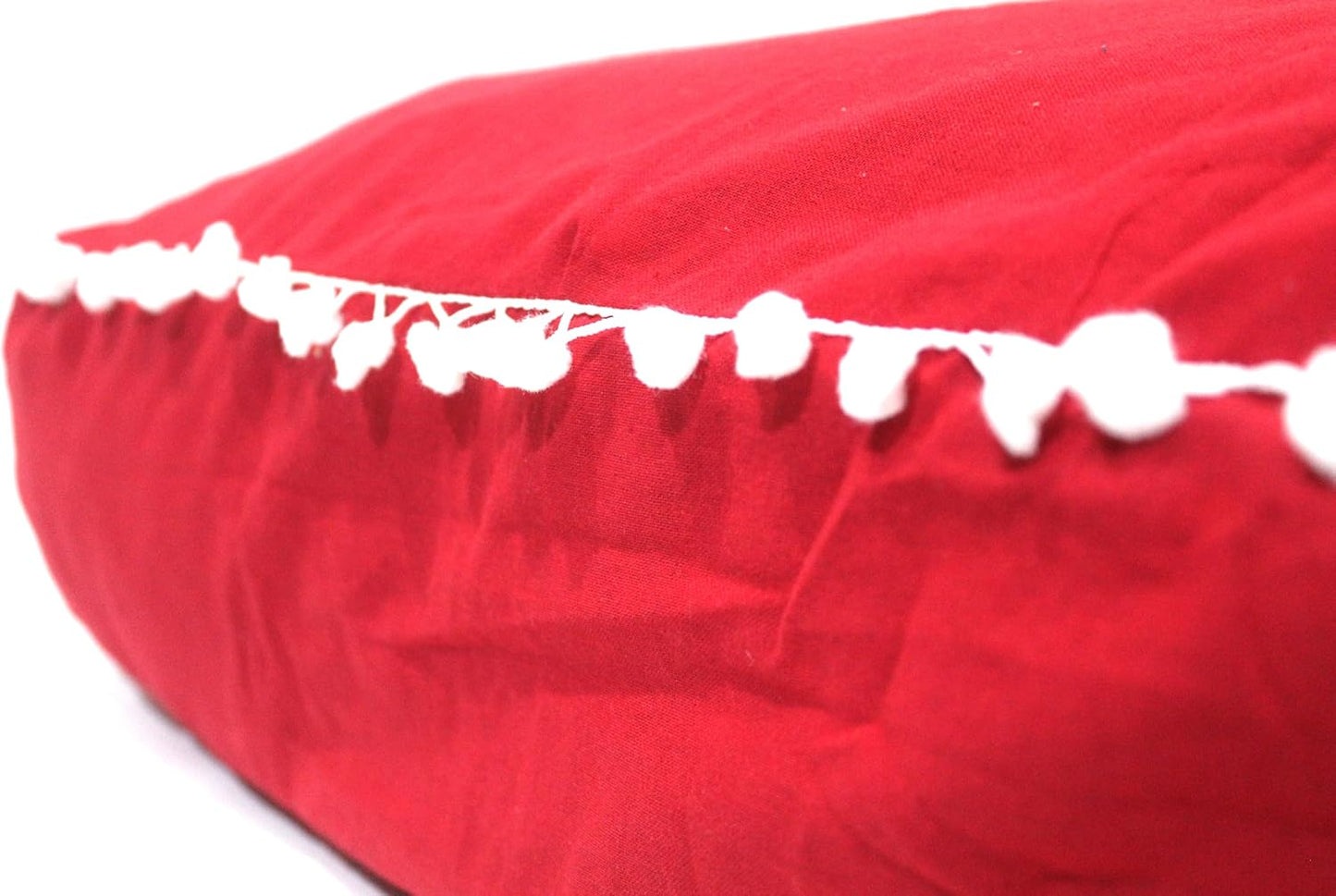 CRAFT KALA Meditation Floor Pillow Cover, Round Large Pillows Cover Seating for Adults, Bohemian Mandala Circle Cushions Cover for Outdoor Fireplace Yoga Living Room (Red, 24" Square)