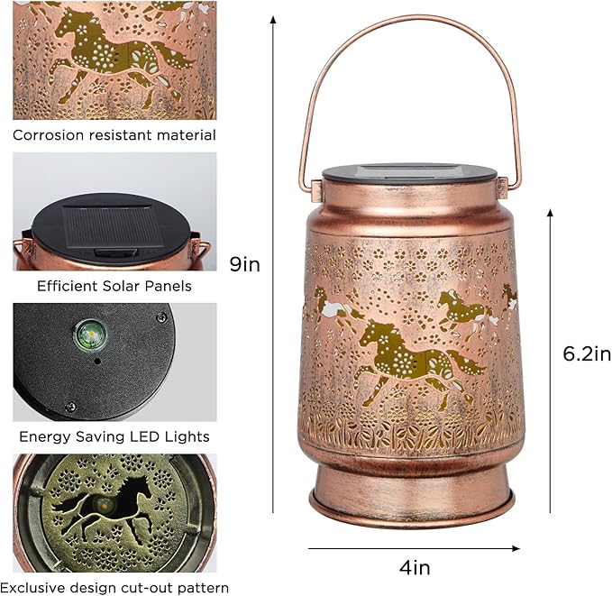 Horse Lover Solar Light Gift for Mom Grandma Women Sister, Hanging Image Horse Lights, Yard Corridor Garden Decor, Mother's Day Horse Gifts, Thanksgiving Day, Christmas Day, Birthday - Bloomnest