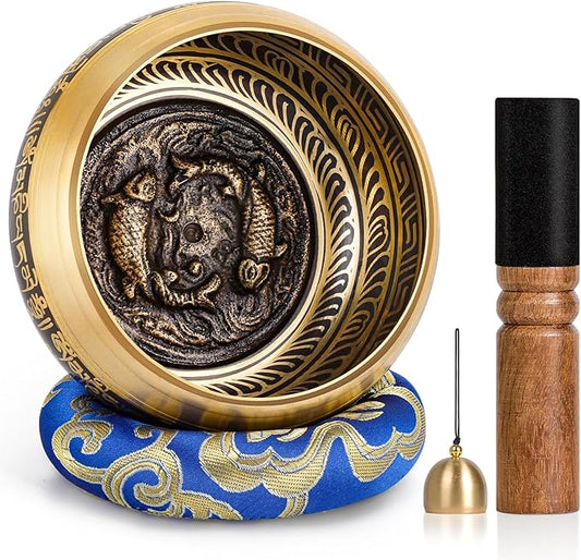 Tibetan Singing Bowls – Hand-Hammered in Nepal, Authentic Meditation Sound Bowls for Yoga, Chakra Healing, Mindfulness & Spiritual Self-Care Gifts for Women HIhealer