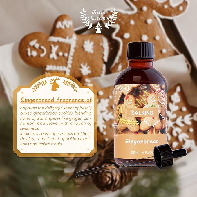 SALKING Gingerbread Fragrance Oil, 120ml (4 Fl Oz) Premium Essential Oils for Diffuser, Candle Scents for Candle Making, Soap Making Supplies, Diffuser Oil Scents, Gift for Her - Bloomnest