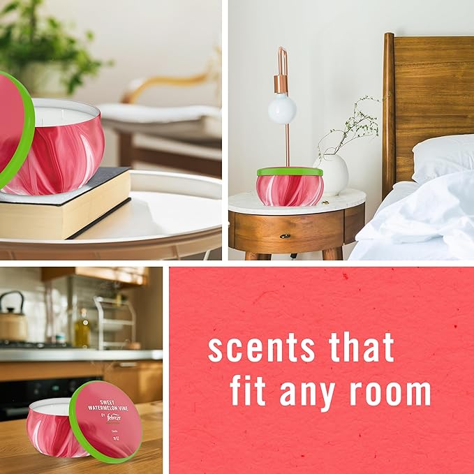 Febreze Scented Candle, Sweet Watermelon Vine Scent, 11 oz 4 Wick Candle, Single Pack - Bloomnest