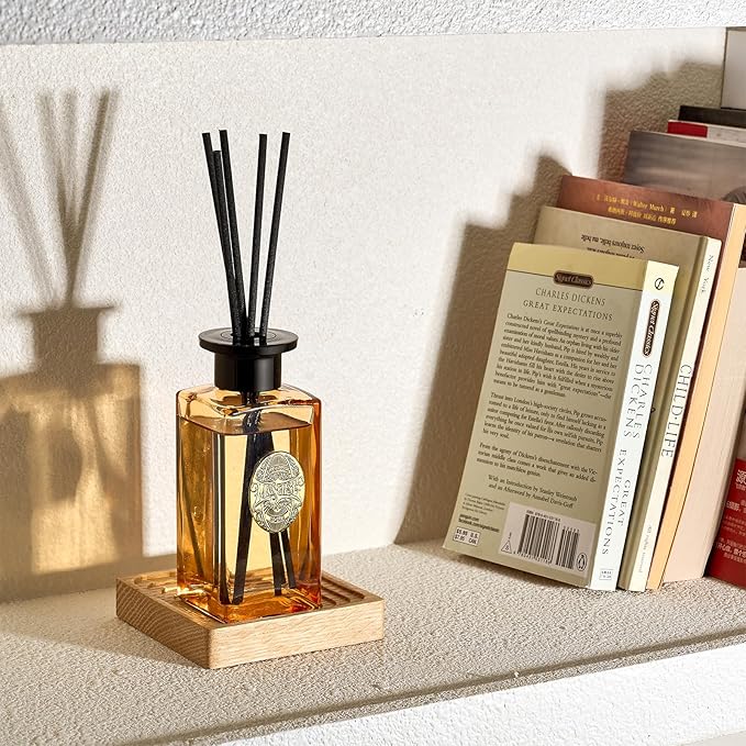 M&SENSE 6.3 oz Large Reed Diffuser Set | Pumpkin Apple Pie Scent Oil Diffuser with Sticks | Hotel Collection Non-Toxic Essential Oil |for Bedroom Bathroom Living Room MSENSE