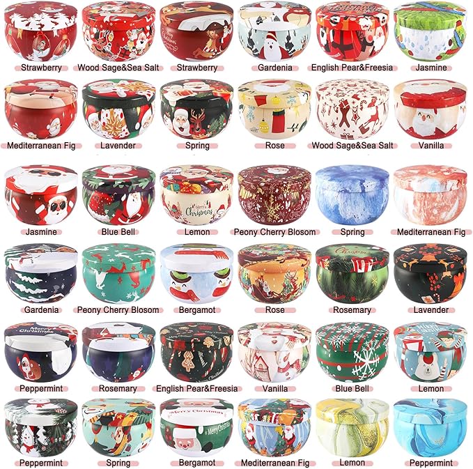 36 Pack Christmas Scented Candles Gift Set 2.5oz Strong Fragrance jar Candles Natural Soy Wax Candles Portable Travel Tin Jar Candles Gifts for Home Scented Decoration Birthday Valentine'sDay - Bloomnest