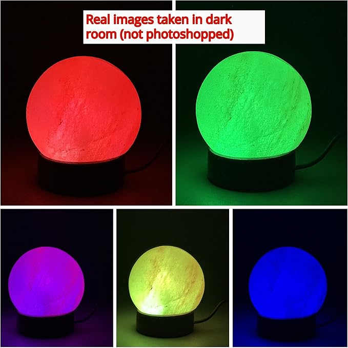 Himalayan Salt Lamp, USB Powered, Color Changing Round Shaped Handcrafted Night Light lamp, Ideal Gift for Home Decore - Bloomnest