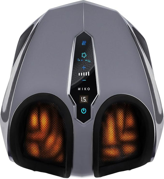MIKO Foot Massager Machine with Deep-Kneading, Compression, Shiatsu, and Heat for Plantar Fasciitis, Neuropathy - Fits up to Men Size 12 - Bloomnest