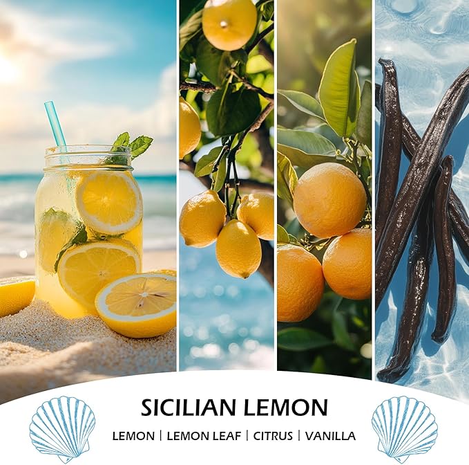 Sicilian Lemon Candles, 7oz Sicilian Lemon Scented Candle, Natural Soy Candles for Home Scented, Long Lasting with 50 Hour Burn Time, Gifts for Men Women - Bloomnest