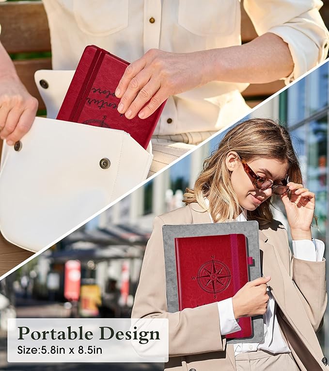Lined Journal Notebook for Women Men, 160 Pages, A5 Hardcover Vintage Leather Journaling Notebooks for Work, School, Note Taking, Travel, Bible Study,Daily Diary for Writing 5.8"x8.5"(Burgundy) - Bloomnest