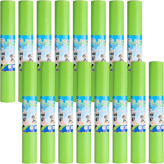 Funtery 16 Pack 3 mm Thick Yoga Mat Exercise Workout Mat Non Slip Fitness Pad for Women Gym Home Yoga Pilates - Bloomnest