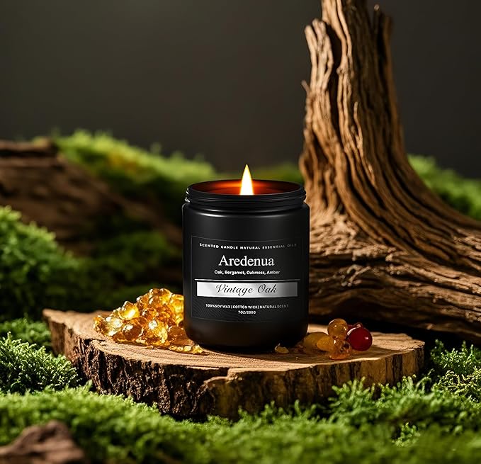 Vintage Oak Candle | Manly Scented Candles for Home, Masculine Candle - 7oz Soy Candles for Home Scented, 50 Hours Clean Burn, Long Lasting, Aromatherapy Gifts for Men & Women - Bloomnest