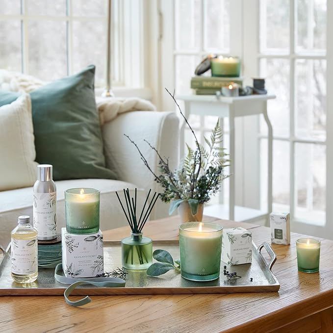 Thymes Scented Candles for Home Decor - Luxury Home Fragrance Gifts for Women & Men - Winter Candles with Crisp Notes of Sage, Eucalyptus, & Cypress Needles - Sage-Green (Highland Frost, 13 oz) - Bloomnest