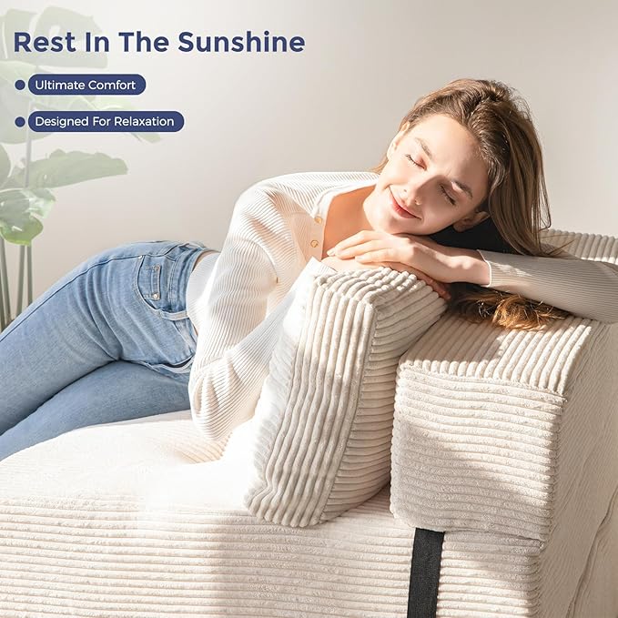 MAXYOYO Folding Sofa Bed, Convertible Sofa Bed with High-Density Support Foam, Portable 4 in 1 Fold Out Chair to Floor Lounger, Versatile Floor Couch for Living Room Bedroom, Beige - Bloomnest